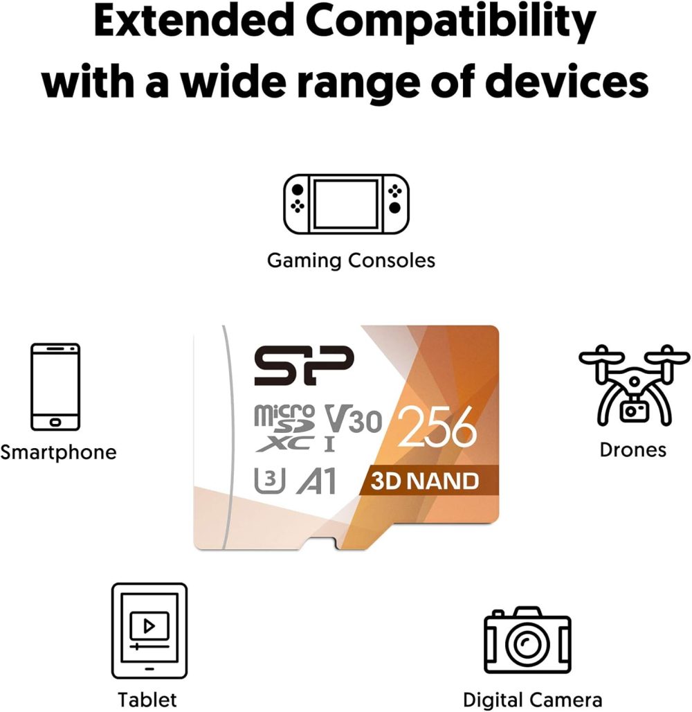 Silicon Power 256GB Micro SD Card U3 SDXC Up to 100MB/s High Speed Memory Card with Adapter for Nintendo-Switch, Cams and Drones - Image 7