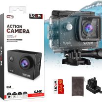 SJCAM SJ4000 Pro-Grade 4K Action Camera, 40MP 3-Axis EIS Stabilization Motorcycle Sport Camera, 170°FOV Waterproof Camera Underwater, 5X Zoom, Dual Batteries, 32G SD Card and Helmet Accessory Kit